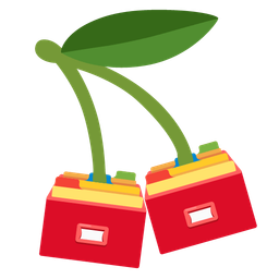 card file box and cherries