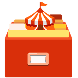 card file box and circus tent