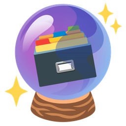 card file box and crystal ball