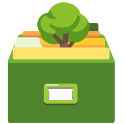 card file box and deciduous tree