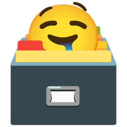 card file box and drooling face