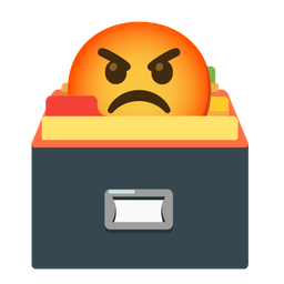 card file box and enraged face