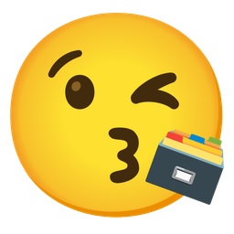 Card file box and Face blowing a kiss