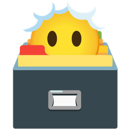card file box and face in clouds