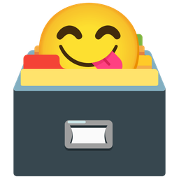 Card file box and Face savoring food