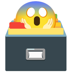 card file box and face screaming in fear