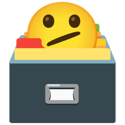 card file box and face with diagonal mouth