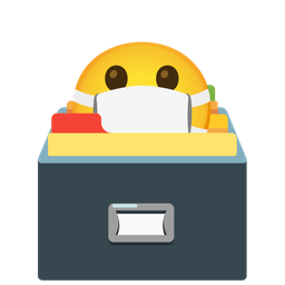 card file box and face with medical mask