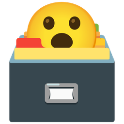 card file box and face with open mouth