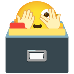 card file box and face with peeking eye