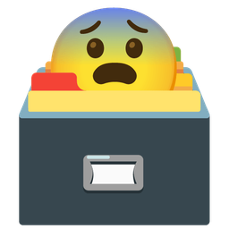 card file box and fearful face