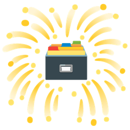 card file box and fireworks