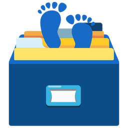 card file box and footprints
