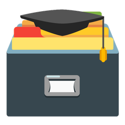 card file box and graduation cap