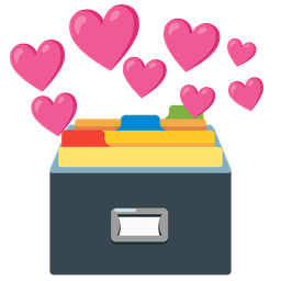 card file box and heart with arrow
