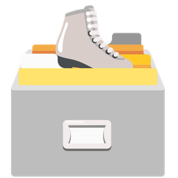 card file box and ice skate