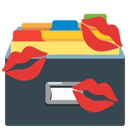 card file box and kiss mark