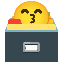 Card file box and Kissing face with smiling eyes