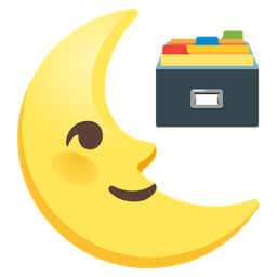 card file box and last quarter moon face