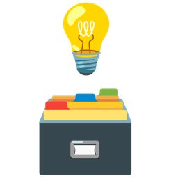 card file box and light bulb