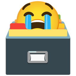 card file box and loudly crying face