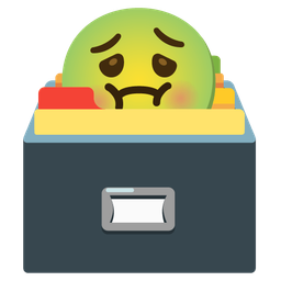 card file box and nauseated face