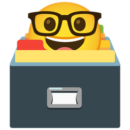 card file box and nerd face