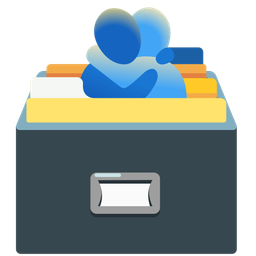 card file box and people hugging