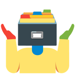 card file box and person shrugging