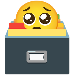 card file box and pleading face