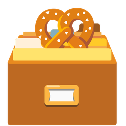card file box and pretzel