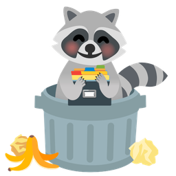 card file box and raccoon