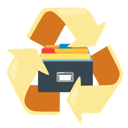 card file box and recycling symbol