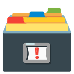card file box and red exclamation mark