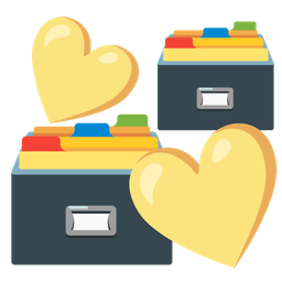 card file box and revolving hearts