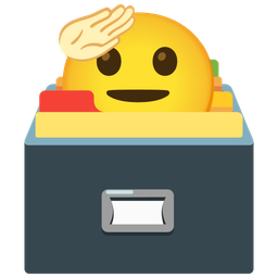 card file box and saluting face