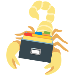 card file box and scorpion