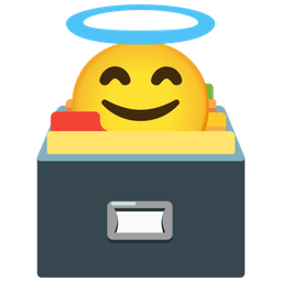 Card file box and Smiling face with halo