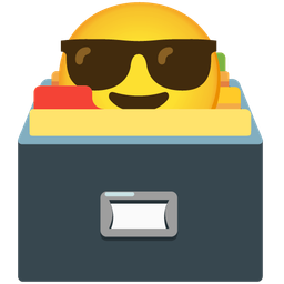 card file box and smiling face with sunglasses