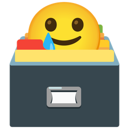 Card file box and Smiling face with tear
