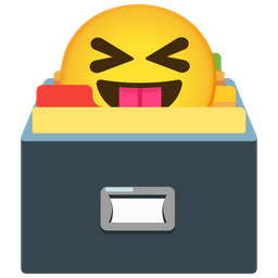 card file box and squinting face with tongue