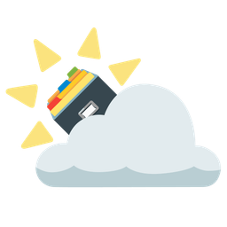 card file box and sun behind cloud