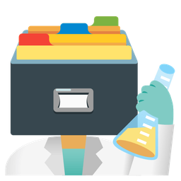 card file box and test tube