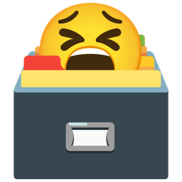 card file box and tired face