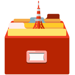 card file box and Tokyo tower