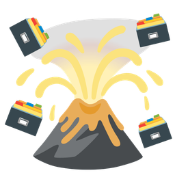 card file box and volcano