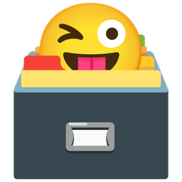 Card file box and Winking face with tongue