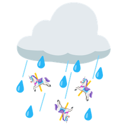 carousel horse and cloud with rain