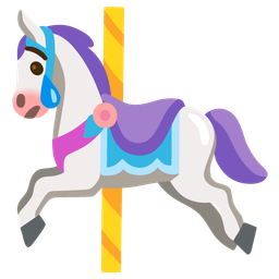 carousel horse and crying face