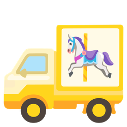 carousel horse and delivery truck